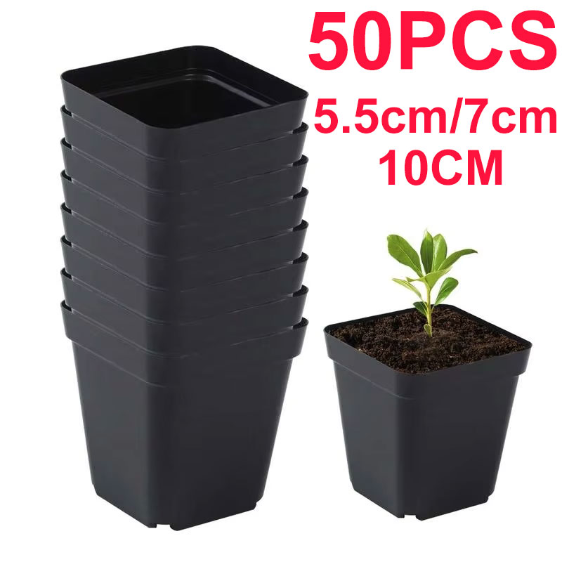 Net Pot 3 Inch - Seedling Pots 50Pcs Square Plant Seeding-