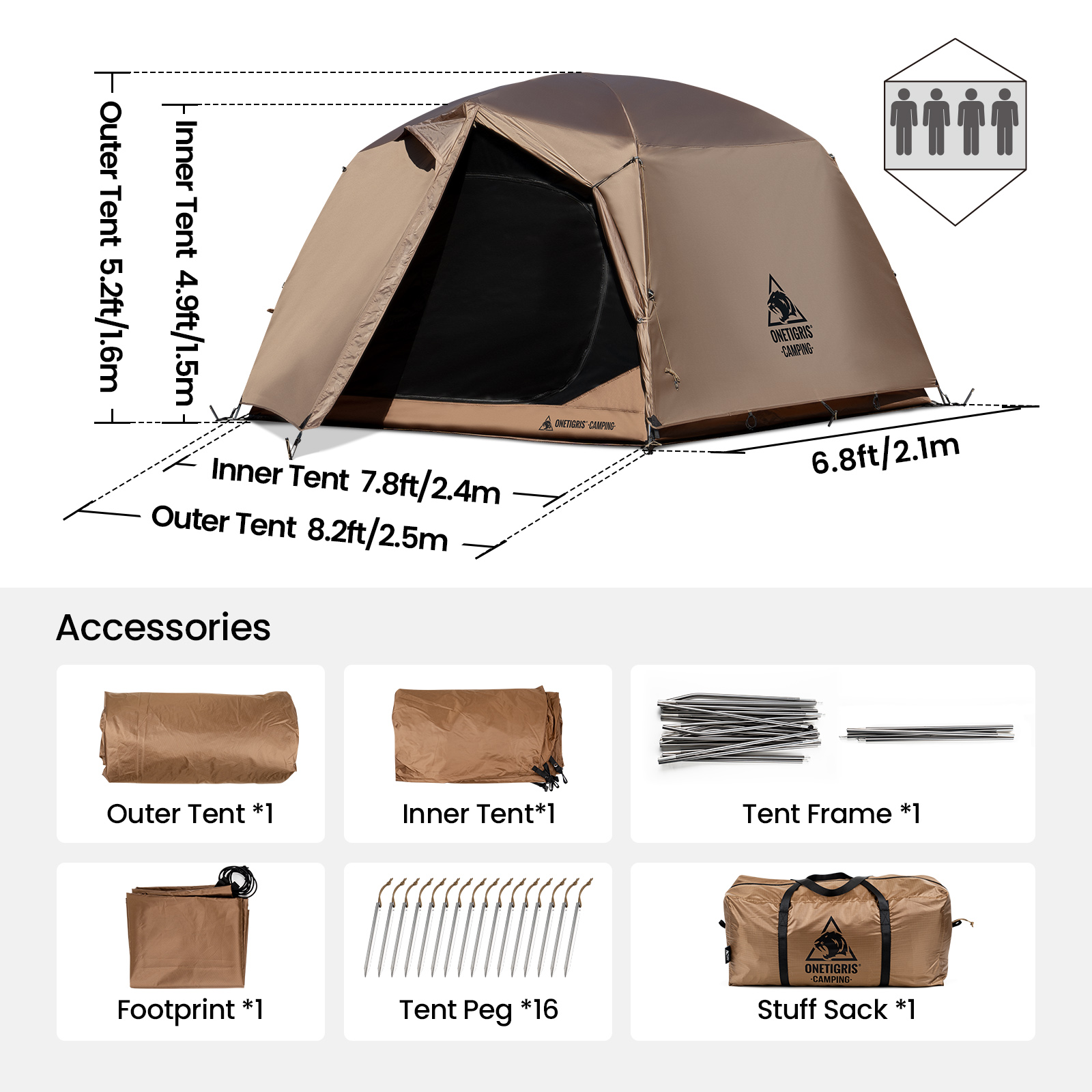 OneTigris JOVIAN Camping Tent  - Grow Tent 4X4 评论和价格